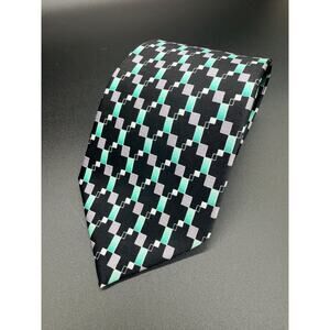 Vintage Beltrami Silk Tie Made in Italy
 90s Geometric, Mint Green & blue Luxury
